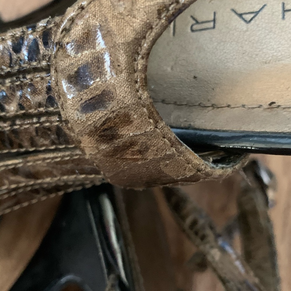 Tahari Snake print open toe heels READ DESCRIPTION - Picture 6 of 7